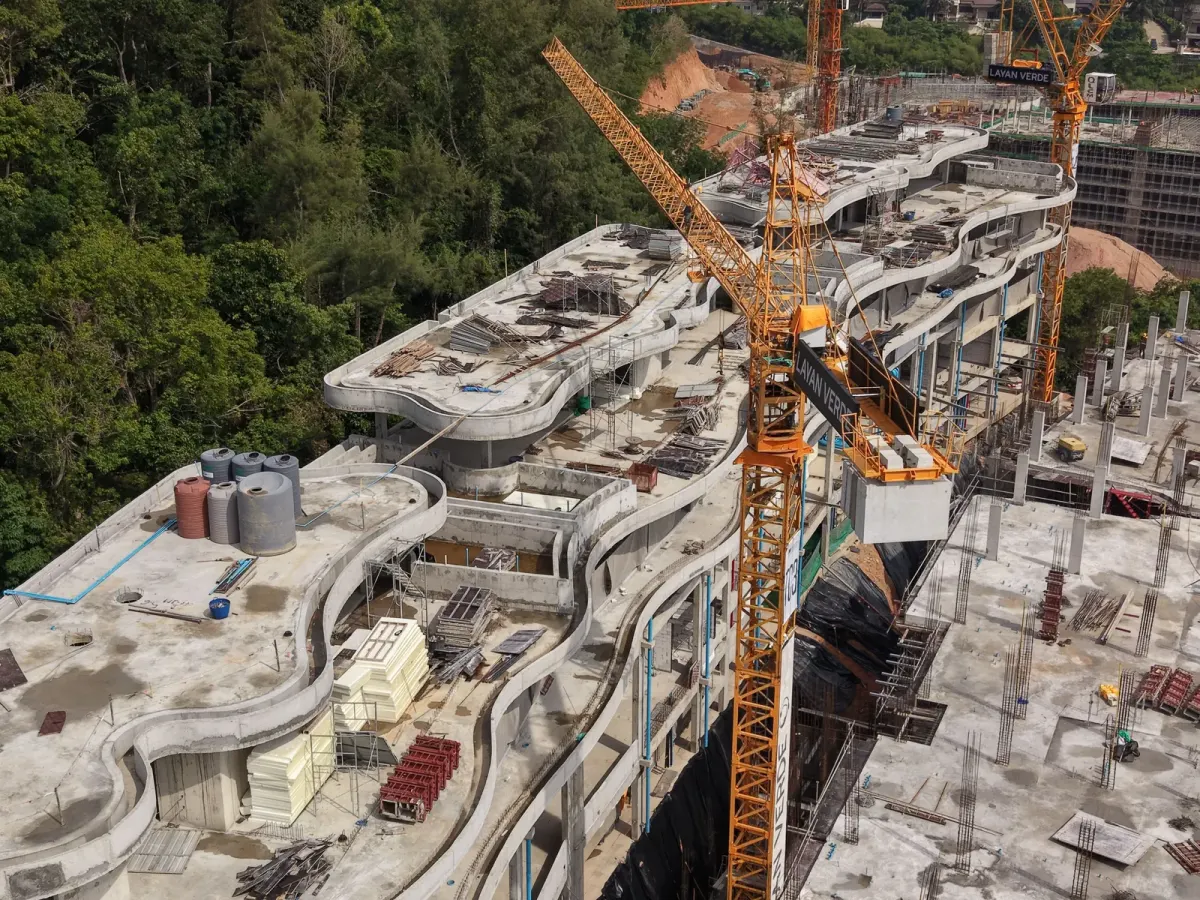 Construction progress at Layan Verde resort residences in Phuket, part of a new sustainable, EDGE-inspired development