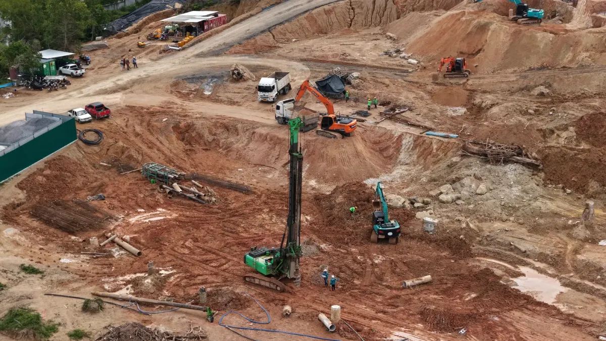 Construction progress at the Layan Verde resort project in Phuket, Thailand