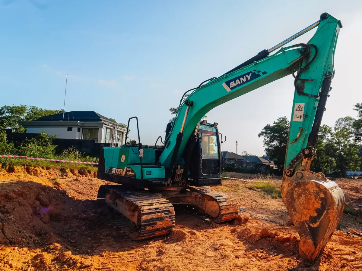 Construction site preparation work for a new property development in Thailand