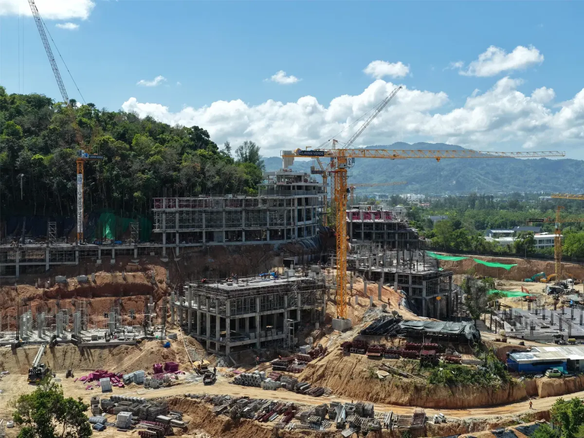 Construction progress on a residential building structure near Laguna Phuket