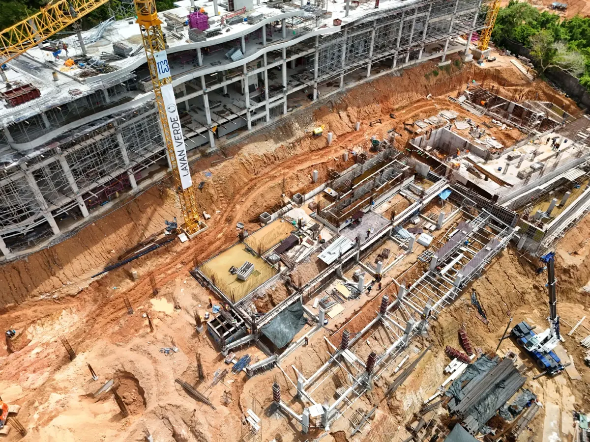 Construction progress on water reservoir foundations for Layan Verde condominium buildings in Phuket Construction progress on water reservoir foundations for Layan Verde condominium buildings in Phuket